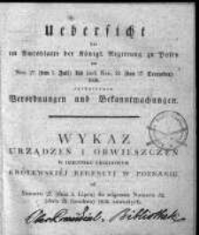 Wykaz urządzeń i obwieszczeń w Dzienniku Urzędowym Kr&oacute;lewskiej Regencyi w Poznaniu od Numeru 27. (dnia 5. Lipca) do włącznie Numeru 52. (dnia 28. Grudnia) 1836 zawartych.