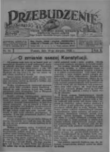 Przebudzenie: tygodnik poświęcony obronie interes&oacute;w robotnik&oacute;w rolnych i leśnych. Organ Związku Robotnik&oacute;w Rolnych i Leśnych ZZP. 1928.08.16 R.10 Nr33