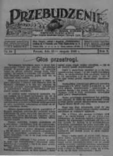 Przebudzenie: tygodnik poświęcony obronie interesów robotników rolnych i leśnych. Organ Związku Robotników Rolnych i Leśnych ZZP. 1928.08.23 R.10 Nr34