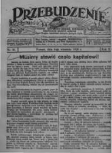 Przebudzenie: tygodnik poświęcony obronie interes&oacute;w robotnik&oacute;w rolnych i leśnych. Organ Związku Robotnik&oacute;w Rolnych i Leśnych ZZP. 1928.09.06 R.10 Nr36