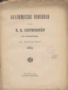 Akademische Beh&ouml;rden an der K.K. Universit&auml;t zu Lemberg in Studien - Jahre 1877/1878