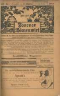 Posener Bienenwirt: Gartenfreund und Kleintierz&uuml;chter: Zeitschrift des Bienenwirtschaftlichen Provinzialvereins von Posen 1908.01 Jg.2 Nr1