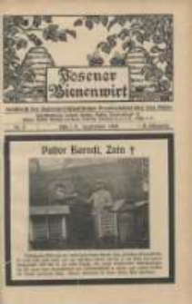 Posener Bienenwirt: Gartenfreund und Kleintierzüchter: Zeitschrift des Bienenwirtschaftlichen Provinzialvereins von Posen 1908.09 Jg.2 Nr9