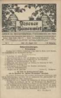 Posener Bienenwirt: Zeitschrift des Bienenwirtschaftlichen Provinzialvereins von Posen 1910.08 Jg.4 Nr8