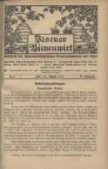 Posener Bienenwirt: Zeitschrift des Bienenwirtschaftlichen Provinzialvereins von Posen 1912.08 Jg.6 Nr8