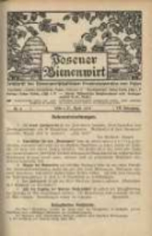 Posener Bienenwirt: Zeitschrift des Bienenwirtschaftlichen Provinzialvereins von Posen 1913.04 Jg.7 Nr4