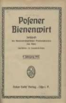 Posener Bienenwirt: Zeitschrift des Bienenwirtschaftlichen Provinzialvereins von Posen 1915.01 Jg.9 Nr1
