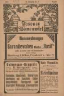 Posener Bienenwirt: Zeitschrift des Bienenwirtschaftlichen Provinzialvereins von Posen 1917.08 Jg.11 Nr8