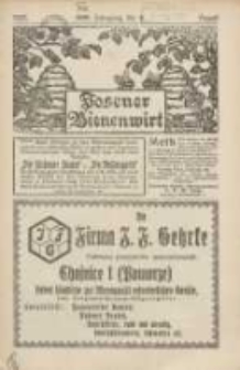 Posener Bienenwirt: Zeitschrift des Großpolnischen Imkerverbandes Poznań 1925.08 Jg.19 Nr8