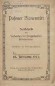 Posener Bienenwirt: Zeitschrift des Gro&szlig;polnischen Imkerverbandes Poznań 1927.01 Jg.21 Nr1