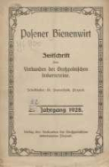 Posener Bienenwirt: Zeitschrift des Großpolnischen Imkerverbandes Poznań 1928.01 Jg.22 Nr1