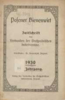 Posener Bienenwirt: Zeitschrift des Verbandes der Gro&szlig;polnischen Imkervereine 1930.01 Jg.24 Nr1