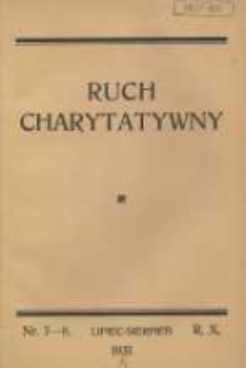 Ruch Charytatywny: miesięcznik Związku Towarzystw Dobroczynności "Caritas" i Rad Wyższych Konferencji św. Wincentego a Paulo Męskich i Żeńskich 1931 lipiec/sierpień R.10 Nr7/8