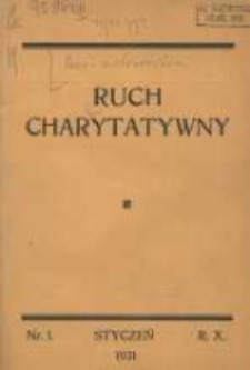 Ruch Charytatywny: miesięcznik Związku Towarzystw Dobroczynności "Caritas" i Rad Wyższych Konferencji św. Wincentego a Paulo Męskich i Żeńskich 1931styczeń R.10 Nr1