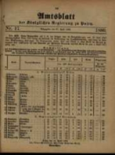 Amtsblatt der K&ouml;niglichen Regierung zu Posen. 1880.04.27 Nro.17