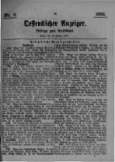 Oeffentlicher Anzeiger. Beilage zum Amtsblatt. Nr.2. 1885