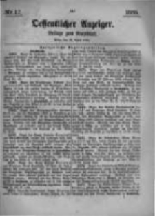 Oeffentlicher Anzeiger. Beilage zum Amtsblatt. Nr.17. 1885