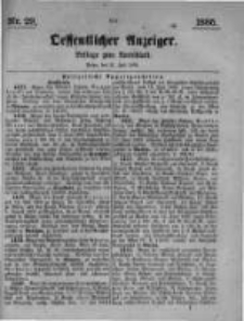 Oeffentlicher Anzeiger. Beilage zum Amtsblatt. Nr.29. 1885