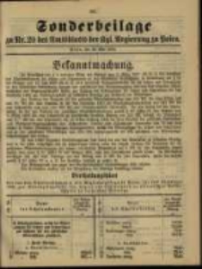 Sonderbeilage zu Nr. 20 des Amtsblatt der Kgl. Regierung zu Posen