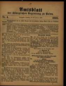 Amtsblatt der K&ouml;niglichen Regierung zu Posen. 1908.01.28 Nro.4