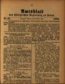Amtsblatt der K&ouml;niglichen Regierung zu Posen. 1908.10.20 Nro.42