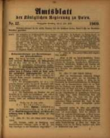 Amtsblatt der K&ouml;niglichen Regierung zu Posen. 1909.07.06 Nro.27