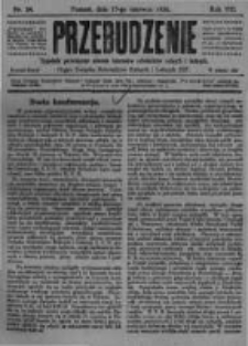 Przebudzenie: tygodnik poświęcony obronie interesów robotników rolnych i leśnych. Organ Związku Robotników Rolnych i Leśnych ZZP. 1926.06.17 R.8 Nr24