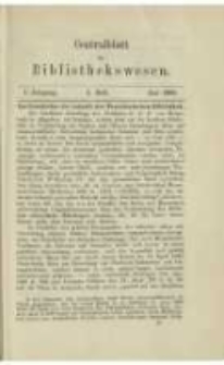 Centralblatt f&uuml;r Bibliothekswesen. 1884.06 Jg.1 heft 6