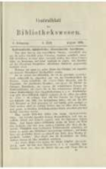 Centralblatt für Bibliothekswesen. 1884.08 Jg.1 heft 8