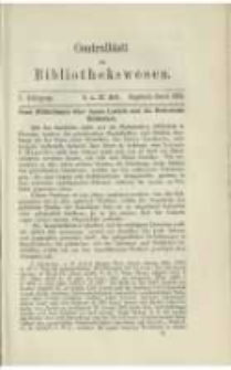 Centralblatt f&uuml;r Bibliothekswesen. 1884.09-10 Jg.1 heft 9-10