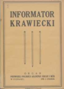 Informator Krawiecki: organ wychodzący z Pierwszej Polskiej Akademji Kroju i Mód w Poznaniu 1922.01.15 R.1 Nr2