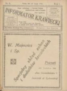Informator Krawiecki: organ wychodzący z Pierwszej Polskiej Akademji Kroju i Mód w Poznaniu 1922.02.23 R.1 Nr8