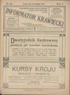 Informator Krawiecki: dwutygodnik poświęcony zawodowi krawieckiemu 1922.11.22 R.1 Nr24