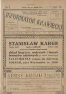 Informator Krawiecki: organ wychodzący z Pierwszej Polskiej Akademji Kroju i Mód w Poznaniu 1924.01.10 R.3 Nr1