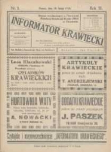 Informator Krawiecki: organ wychodzący z Pierwszej Polskiej Akademji Kroju i Mód w Poznaniu 1924.02.18 R.3 Nr3