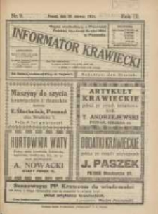 Informator Krawiecki: organ wychodzący z Pierwszej Polskiej Akademji Kroju i M&oacute;d w Poznaniu 1924.06.20 R.3 Nr9