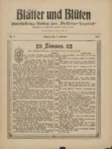 Bl&auml;tter und Bl&uuml;ten: unterhaltungs-Beilage zum "Wollsteiner Tageblatt" 1909.02.07 Nr6