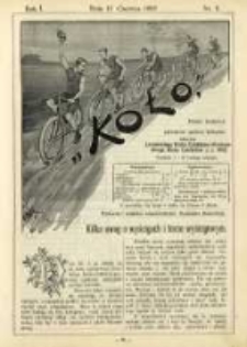 Koło: pismo fachowe poświęcone sportowi kołowemu: organ Lwowskiego Klubu Cyklist&oacute;w i Krakowskiego Klubu Cyklist&oacute;w z r.1892 1895.06.15 R.1 Nr8