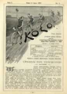 Koło: pismo fachowe poświęcone sportowi kołowemu: organ Lwowskiego Klubu Cyklist&oacute;w i Krakowskiego Klubu Cyklist&oacute;w z r.1892 1895.07.01 R.1 Nr9