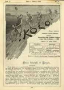 Koło: pismo fachowe poświęcone sportowi kołowemu: organ Lwowskiego Klubu Cyklist&oacute;w i Krakowskiego Klubu Cyklist&oacute;w z r.1892 1896.03.01 R.1 Nr24
