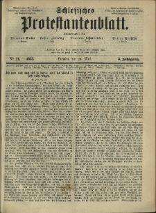 Schlesisches Protestantenblatt. 1873.05.24 Jg.3 No21