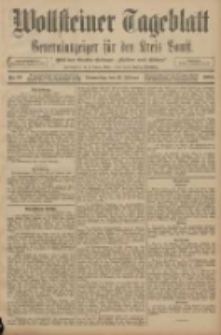 Wollsteiner Tageblatt: Generalanzeiger f&uuml;r den Kreis Bomst: mit der Gratis-Beilage: "Bl&auml;tter und Bl&uuml;ten" 1908.02.20 Nr43