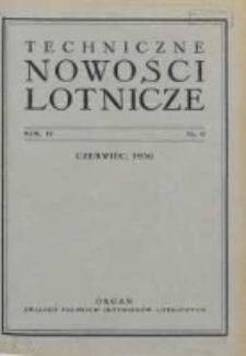 Techniczne Nowości Lotnicze: organ Związku Polskich Inżynier&oacute;w Lotniczych 1936.06 R.4 Nr6