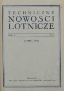 Techniczne Nowości Lotnicze: organ Związku Polskich Inżynier&oacute;w Lotniczych 1936.07 R.4 Nr7
