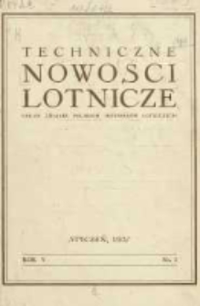 Techniczne Nowości Lotnicze: organ Związku Polskich Inżynier&oacute;w Lotniczych 1937.01 R.5 Nr1