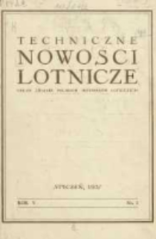 Techniczne Nowości Lotnicze: organ Związku Polskich Inżynierów Lotniczych 1937.01 R.5 Nr1
