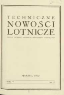 Techniczne Nowości Lotnicze: organ Związku Polskich Inżynierów Lotniczych 1937.03 R.5 Nr3