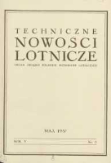 Techniczne Nowości Lotnicze: organ Związku Polskich Inżynier&oacute;w Lotniczych 1937.05 R.5 Nr5