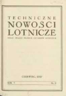 Techniczne Nowości Lotnicze: organ Związku Polskich Inżynier&oacute;w Lotniczych 1937.06 R.5 Nr6