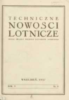 Techniczne Nowości Lotnicze: organ Związku Polskich Inżynier&oacute;w Lotniczych 1937.09 R.5 Nr9